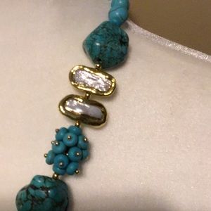 TURQUOISES AND NATURAL PEARL NECKLACE!